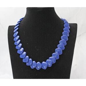Vintage Blue Resin Layered Square Bead Necklace N67